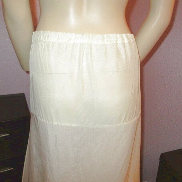 60s Vtg Dinaz Long Petticoat Waist Slip Size XL Eyelet Ruffle Tier Butter Yellow - Picture 10 of 12